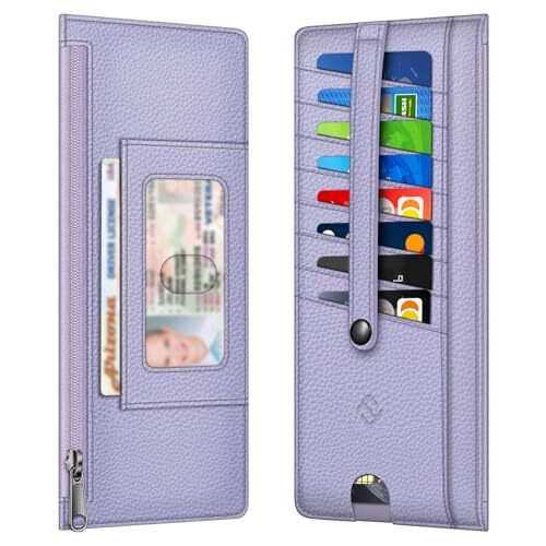 Slim Credit Card Wallet Holder Change Pouch, RFID Blocking Lilac Purple