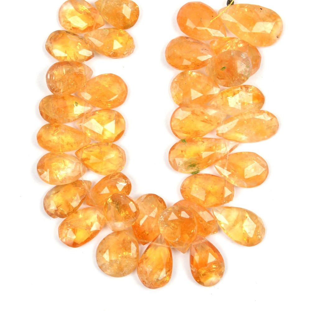 Citrine Faceted Pear Gemstone Beads 8-Inch Strand 11X16-12X25 MM 30 Pieces