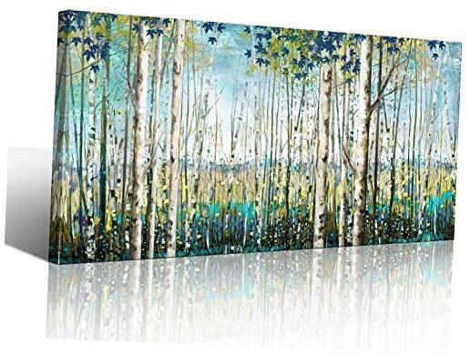Green View White Birch Forest Canvas Painting 40L
