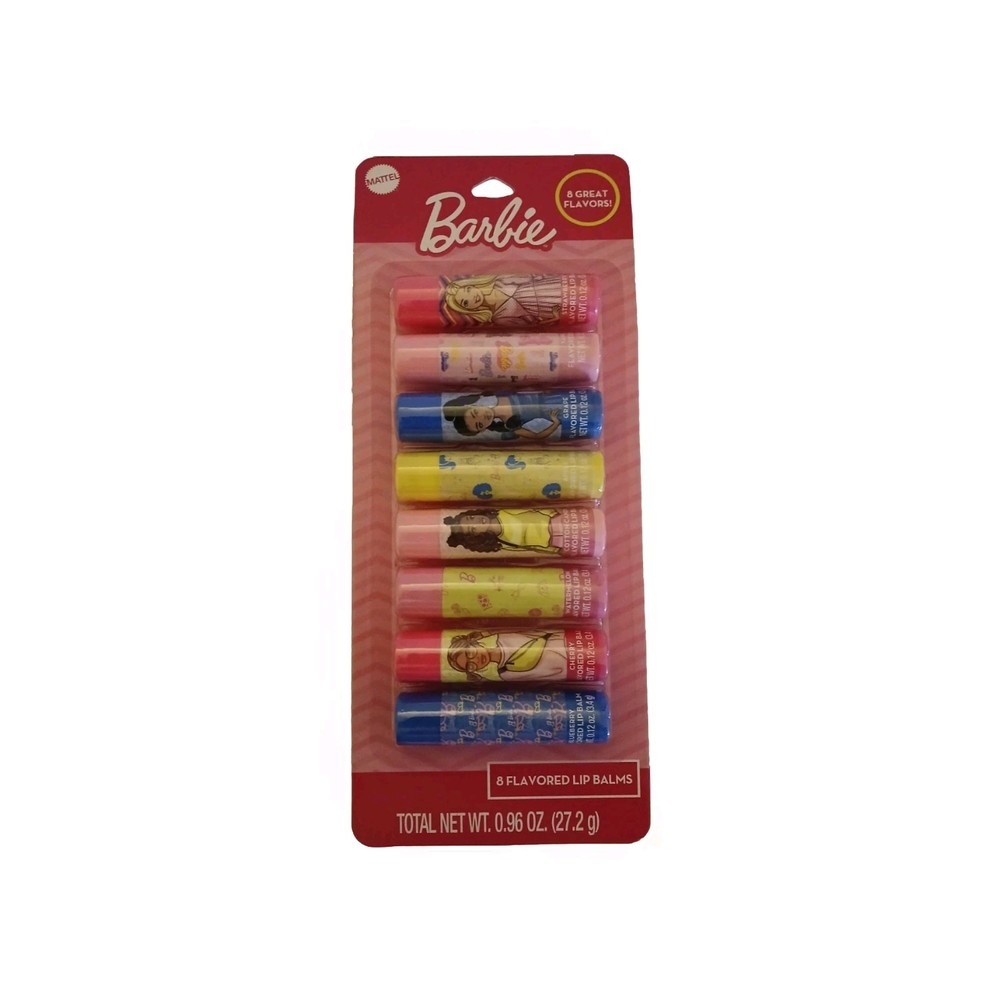 Barbie 8-Flavored Lip Balm Set for Kids - Moisturizing & Fun