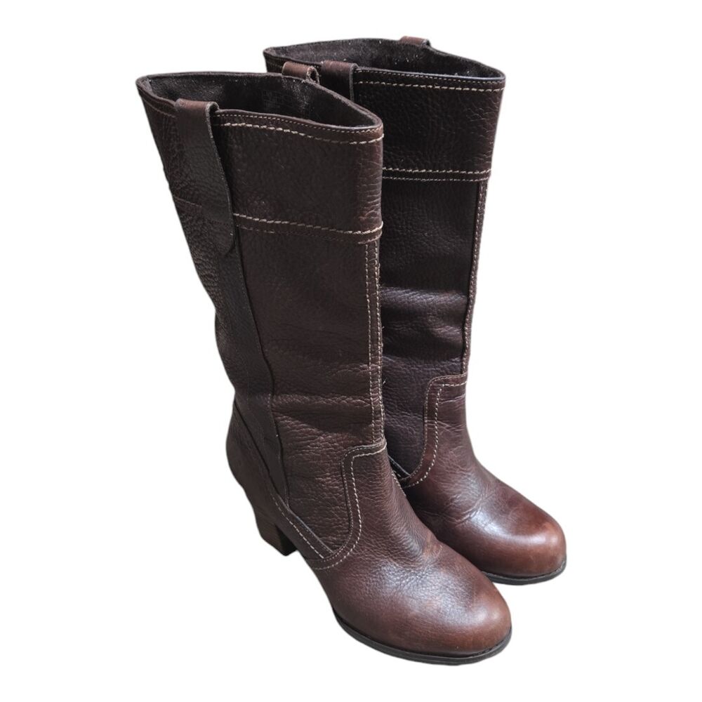 Timberland Rudston Women's Brown Leather Mid-Calf Pull-on Boots Size 7