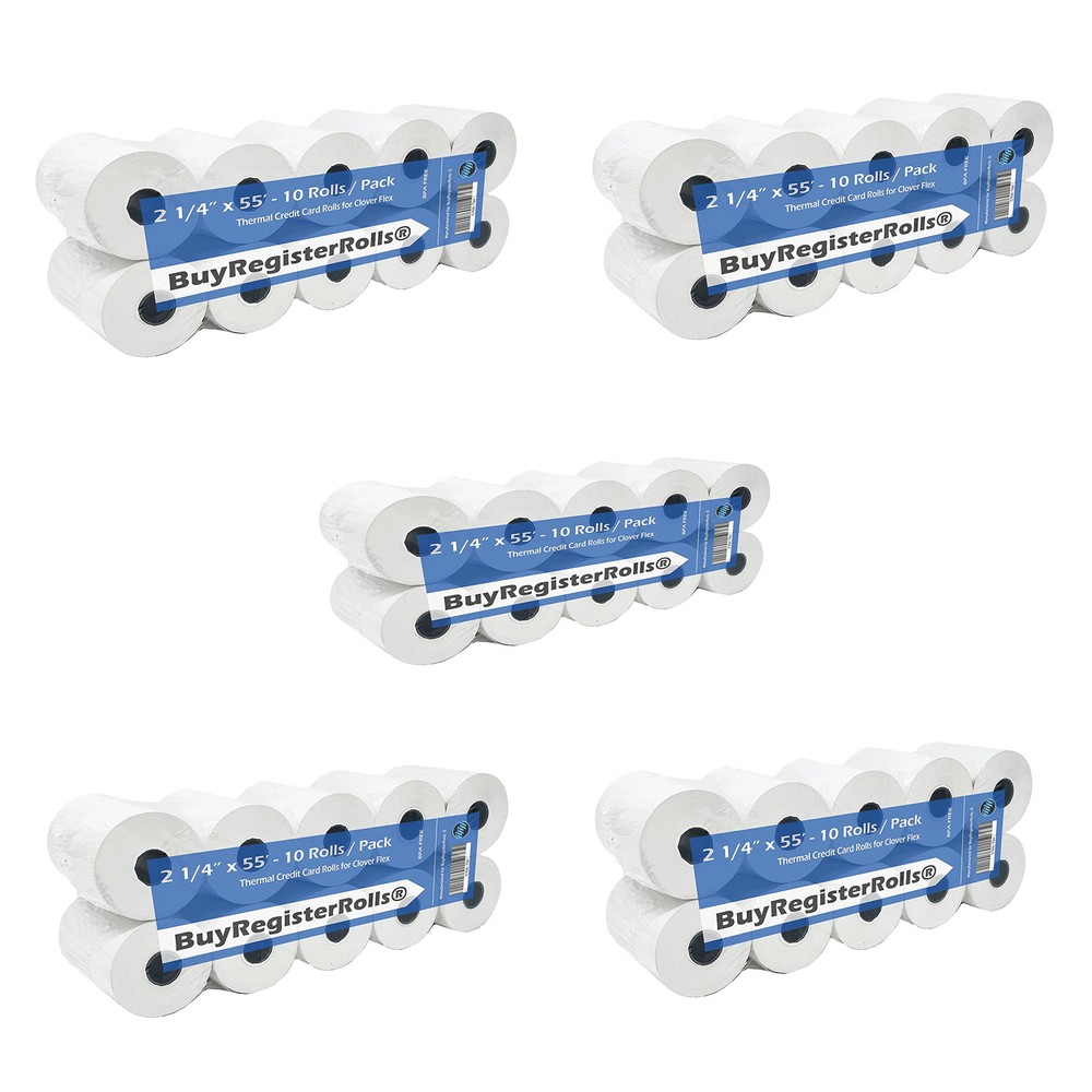 50 Rolls 57x30mm Thermal Paper for Square Terminal 2.25x55 POS Receipts