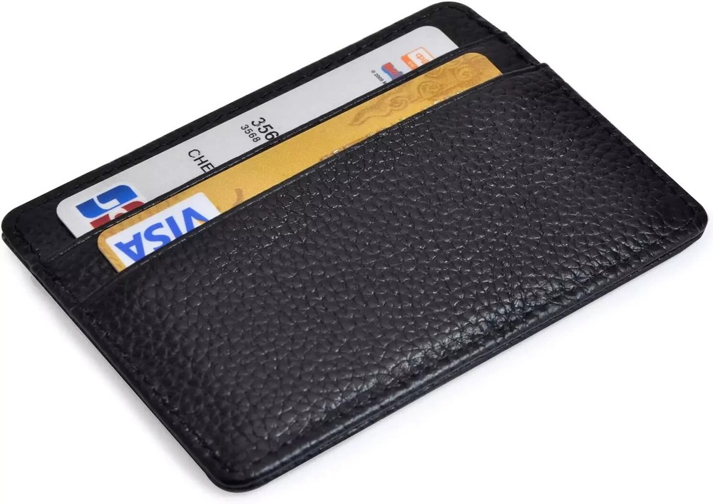 Slim Leather Minimalist Credit Card Wallet with ID Window  -image