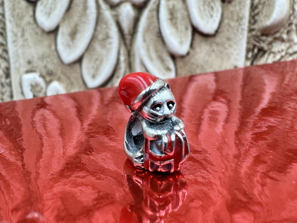 925 Sterling Silver Pandora Christmas Cat Slide Charm Vintage Style  