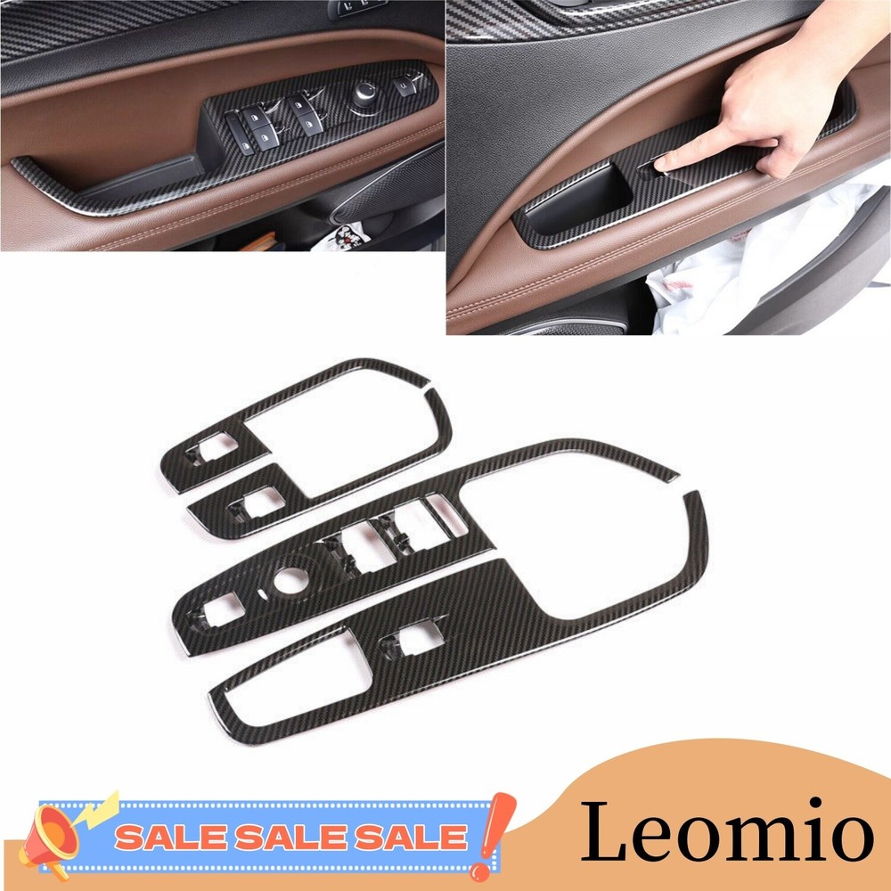 4X Carbon Fiber Window Lift Switch Button Trim for Alfa Romeo Stelvio 17-23 ABS