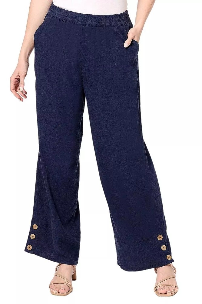 Denim & Co. NaturalsRegular Linen Blend Side Button Ankle Pants XS A500902