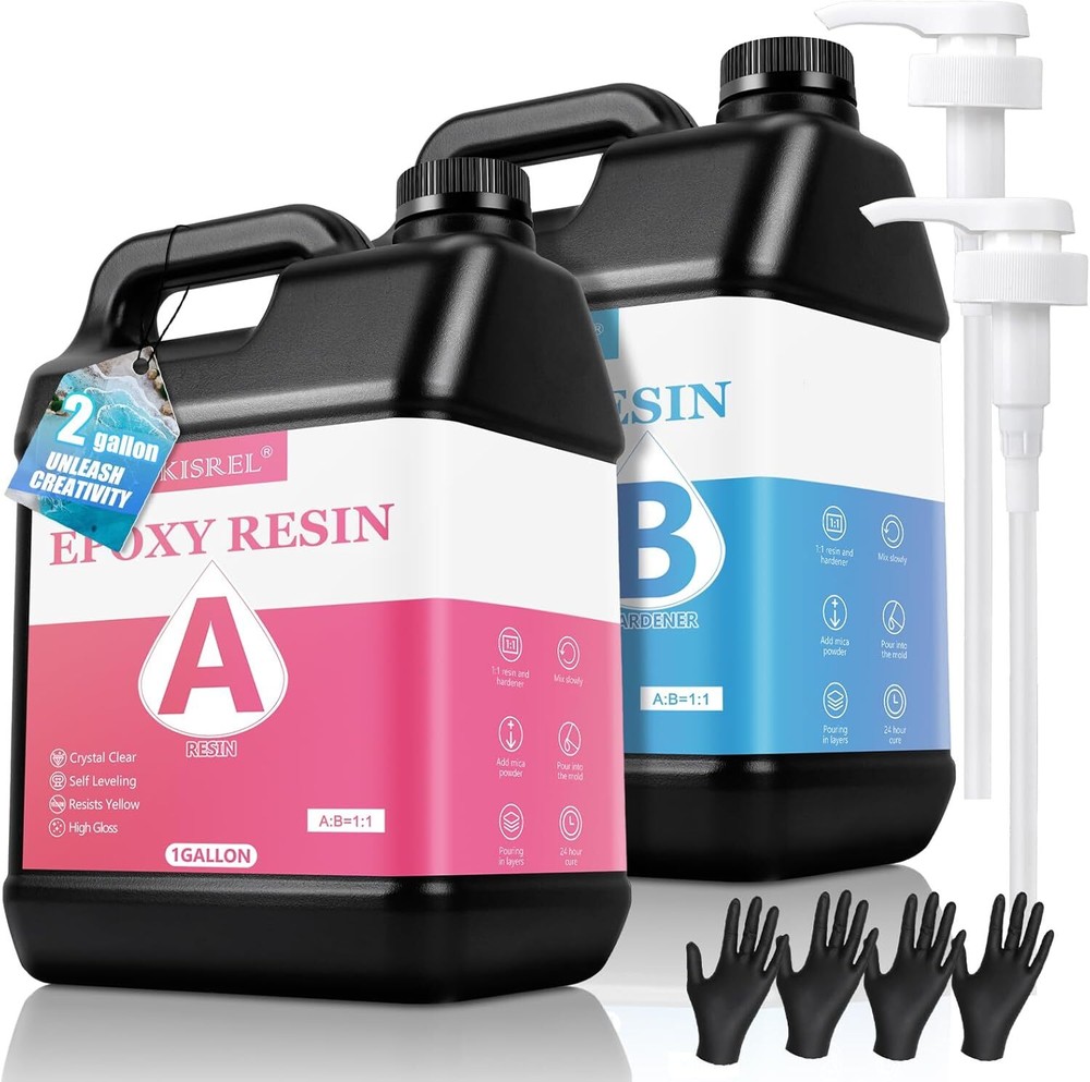 Crystal Clear 2-Gallon Epoxy Resin Kit - No Yellowing No Bubbles for Art