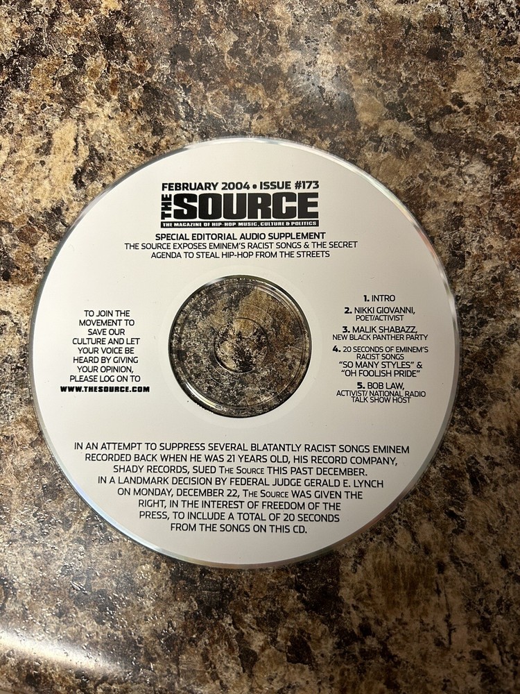 2004 The Source Magazine Eminem Cd with Benzino Beef Bonus