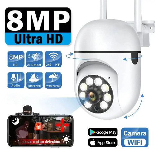 8MP Wifi Wireless Security Monitor Camera Color NightVision Smart Home HD Camera