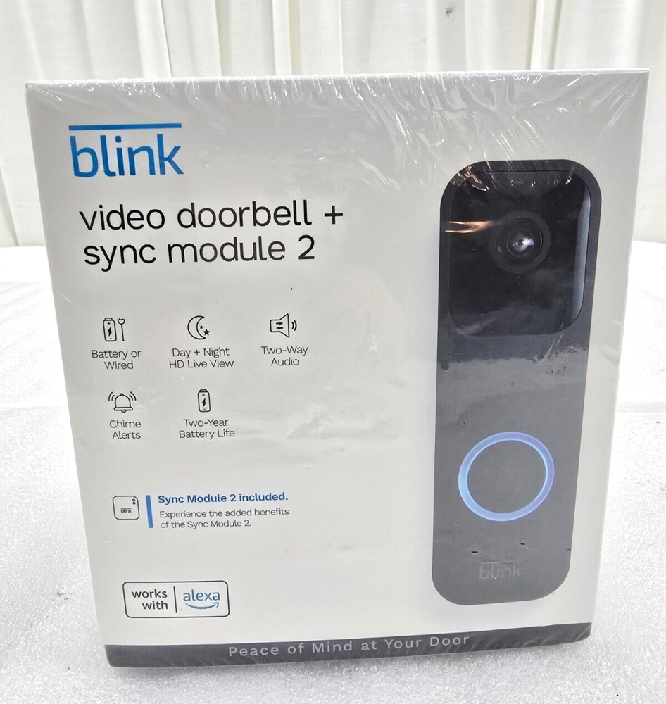 Blink Video Doorbell + Sync Module 2 Smart Video Doorbell w/ Alexa BRAND NEW
