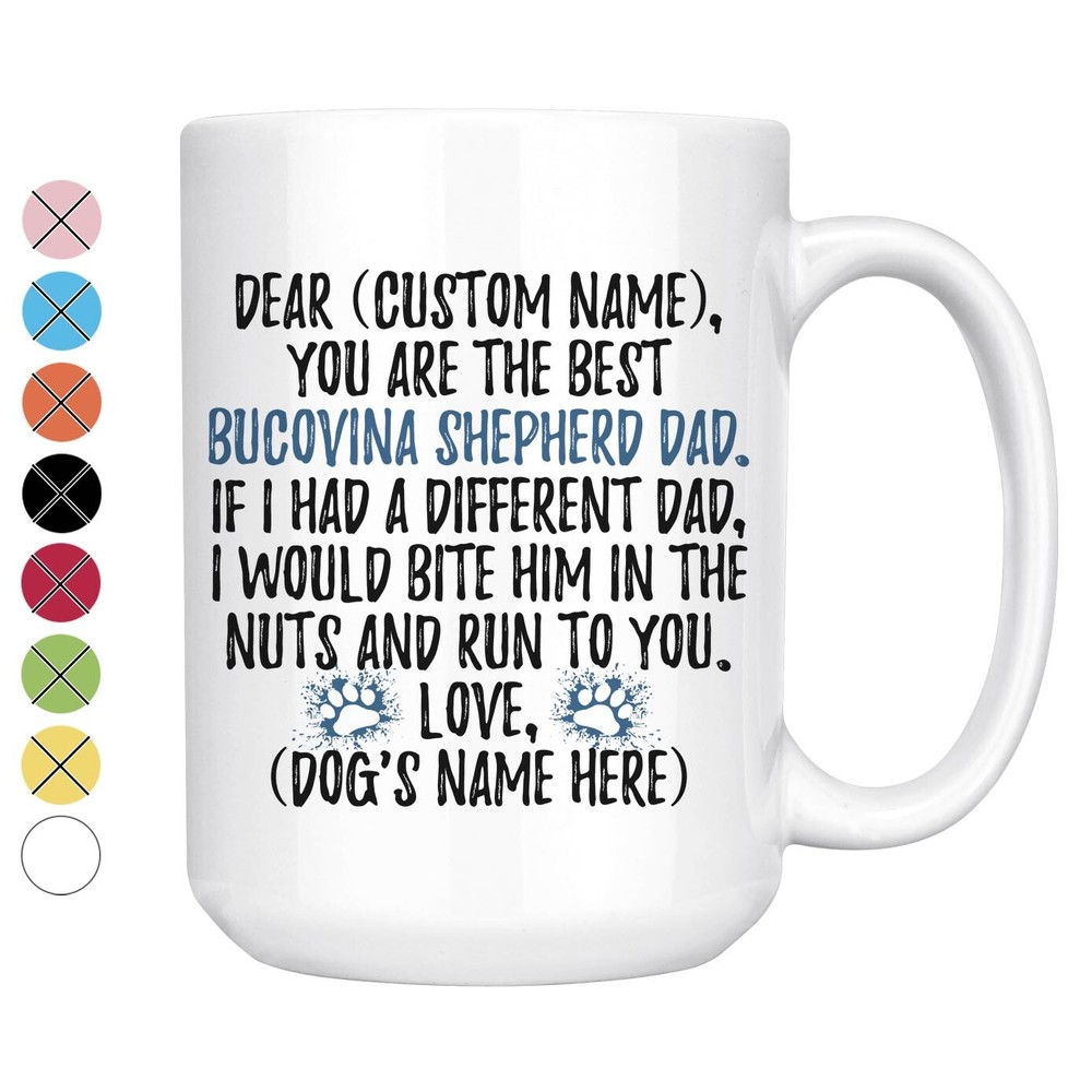 Personalized Bucovina Shepherd Dog Dad Mug, Bucovina Shepdog Owner Men Gift