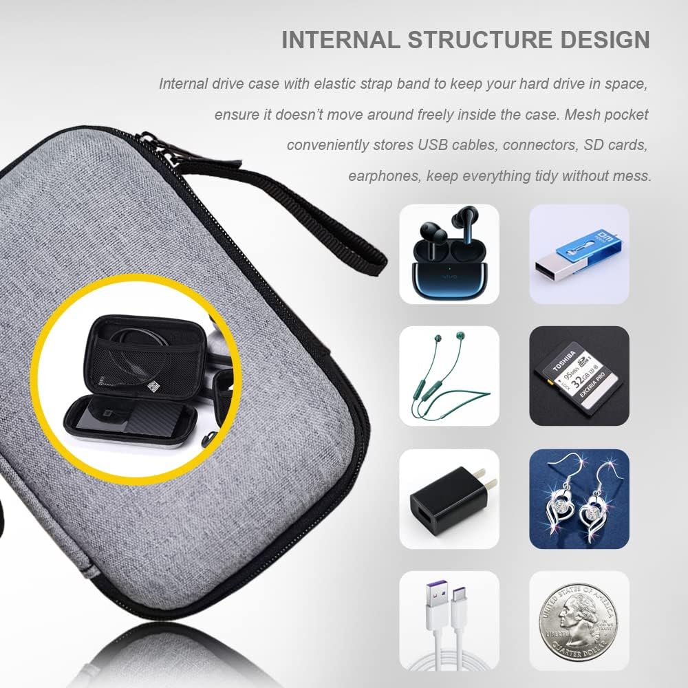 Hard Drive Case Carrying Bag Storage Organizer,Multi-Purpose,Shockproof Universa
