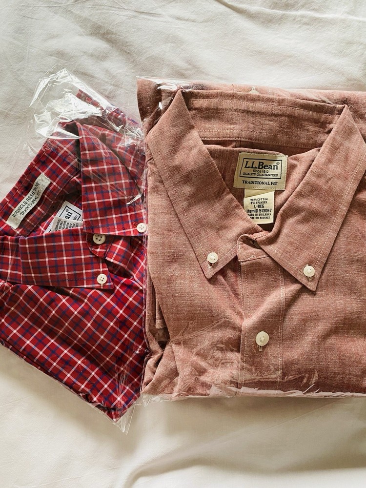 ll bean 2 Packs  traditional fit shirt L.Reg Button Long Sleeves Up Excellent