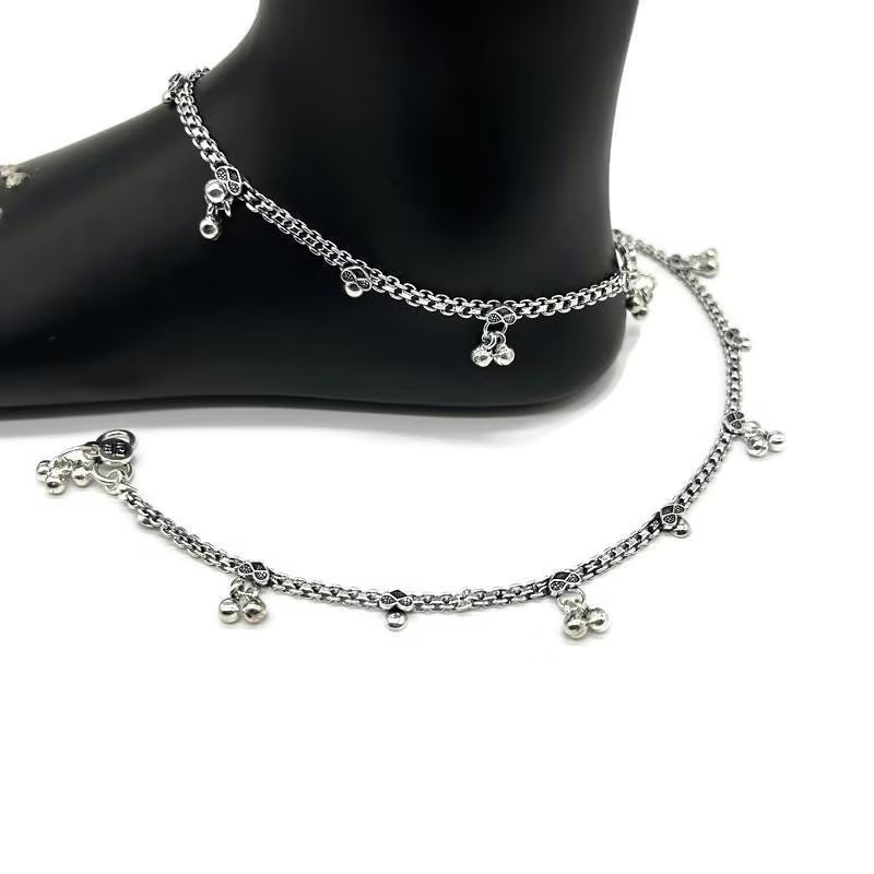 925 Sterling Silver Anklet - Elegant Silver Payal for Women