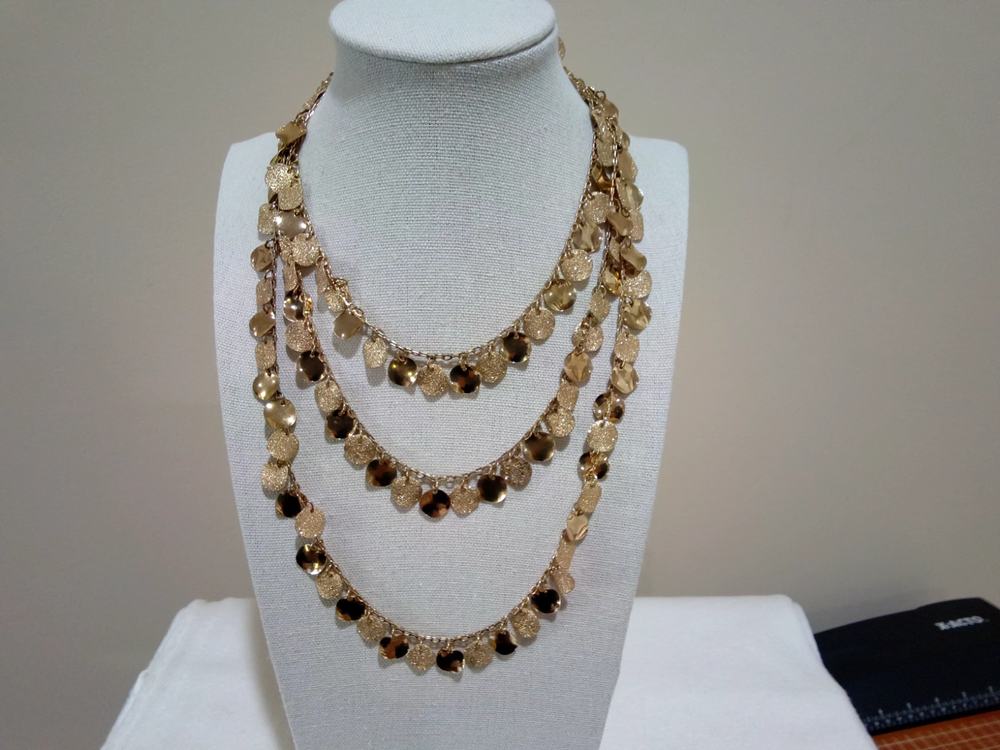 50 Inch Gold Metallic Shimmer Necklace for Versatile Styling