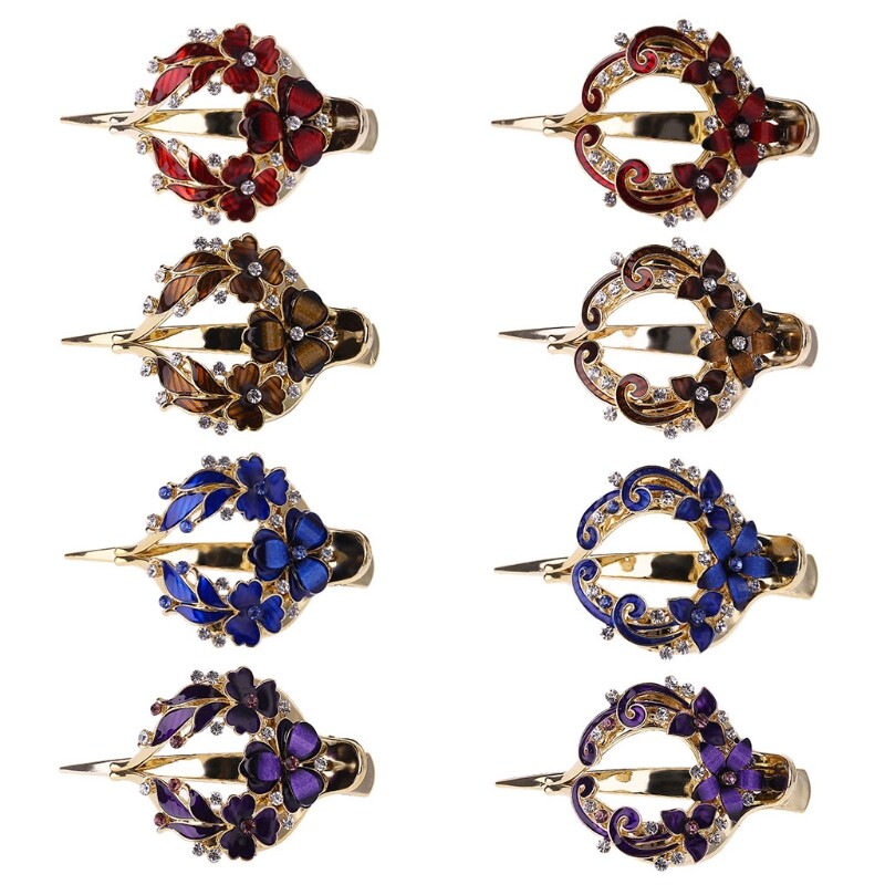 Women Metal Flower for Rhinestone Wedding Bride Hair Clip Headwear Hairpin Acces