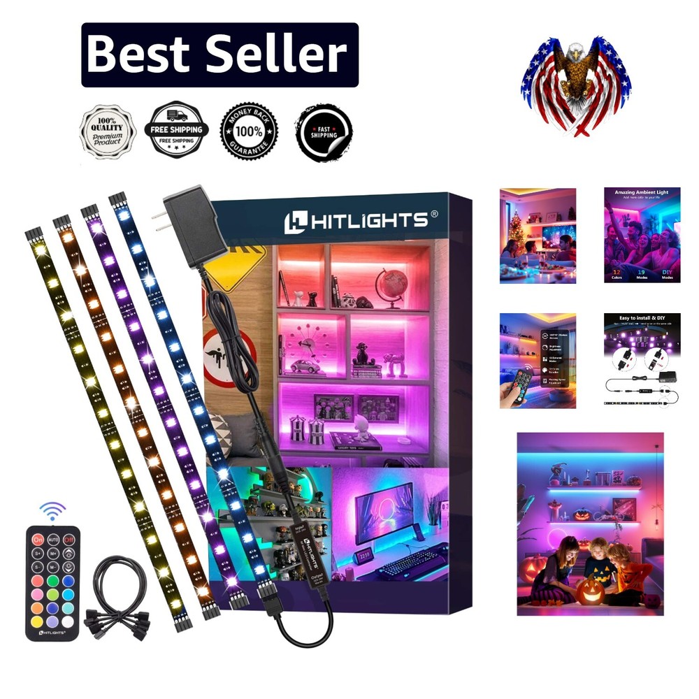 Multicolor 4ft LED Tape Light with Strong Adhesive & Remote Control for Parties