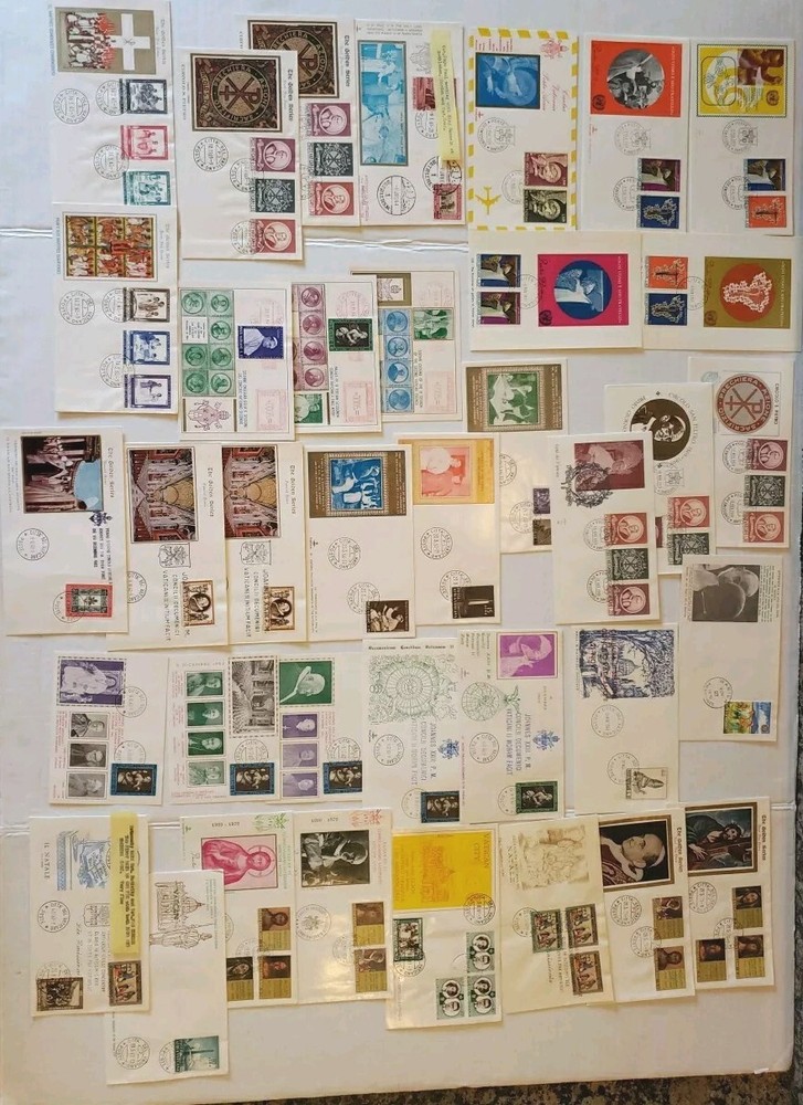 37 VATICAN FDC Papal Visits Some Rare Asst NICE LOT 1961-1970 Stamp Collection-image