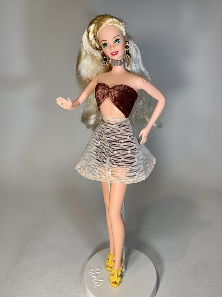 OOAK Clothes For Barbie Vintage Inspired Skirted Swimsuit And Shoes, No Doll.