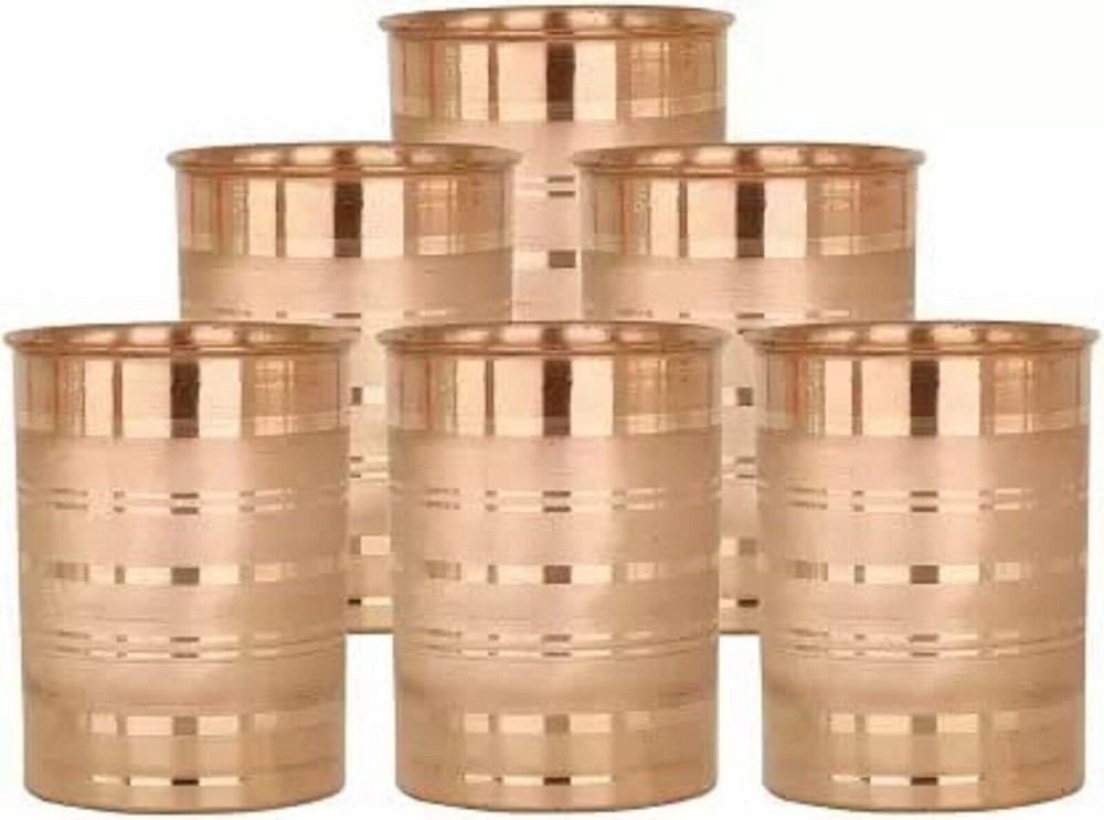 Copper Glass Set of 6 Plain 300ml Water Juice Tumblers