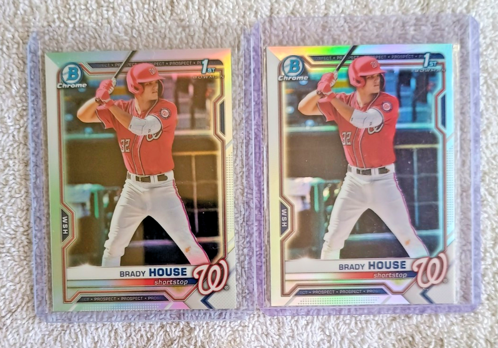 2 BRADY HOUSE 2021 BOWMAN CHROME REFRACTOR RC LOT # BDC186 NATIONALS 2