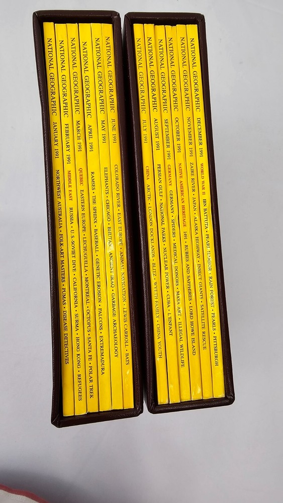 1991 National Geographic 12 Magazines Complete Set Slipcovers / January-December