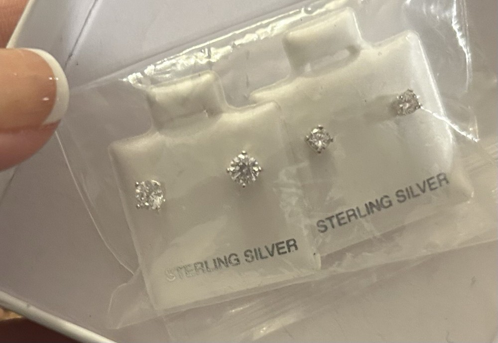 Sterling Silver Swarovski Crystal Stud Earrings (2 Pairs)