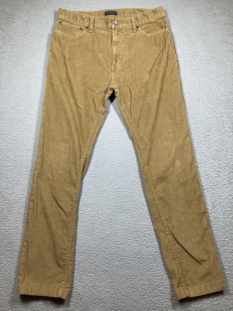 Lands' End Men's 35x32 Beige Corduroy Straight Fit Office Pants