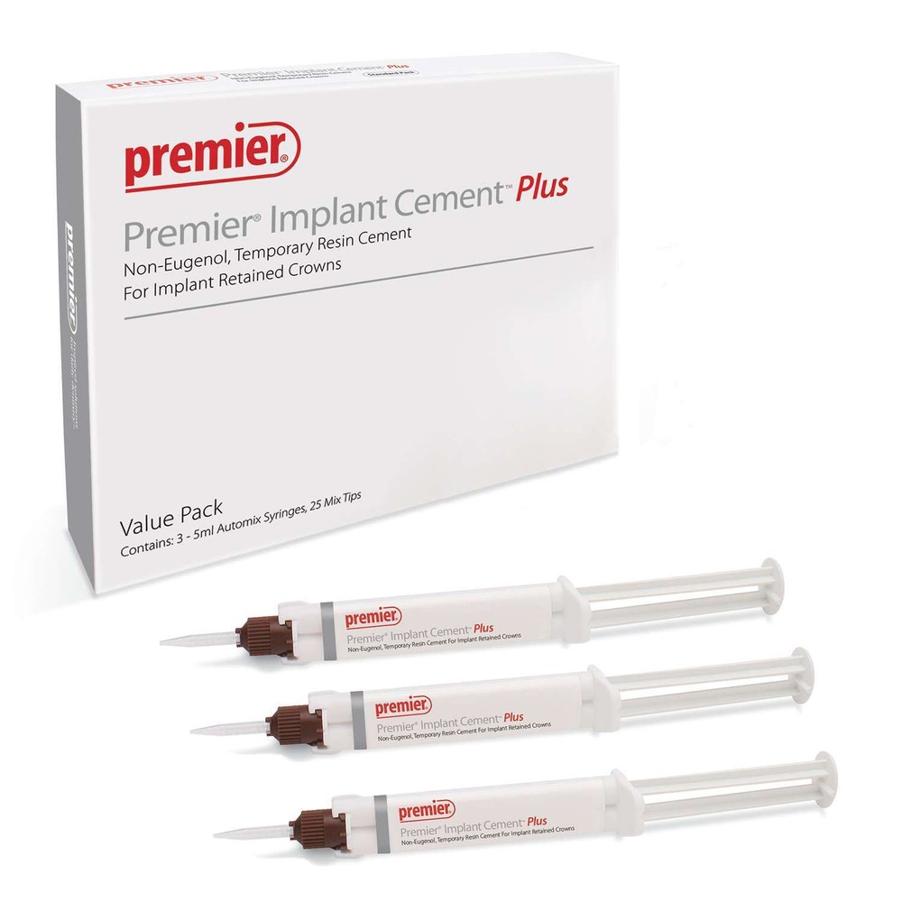 Premier Implant Cement Plus Value Pack, White, 3 - 5 ml Syringes, 25