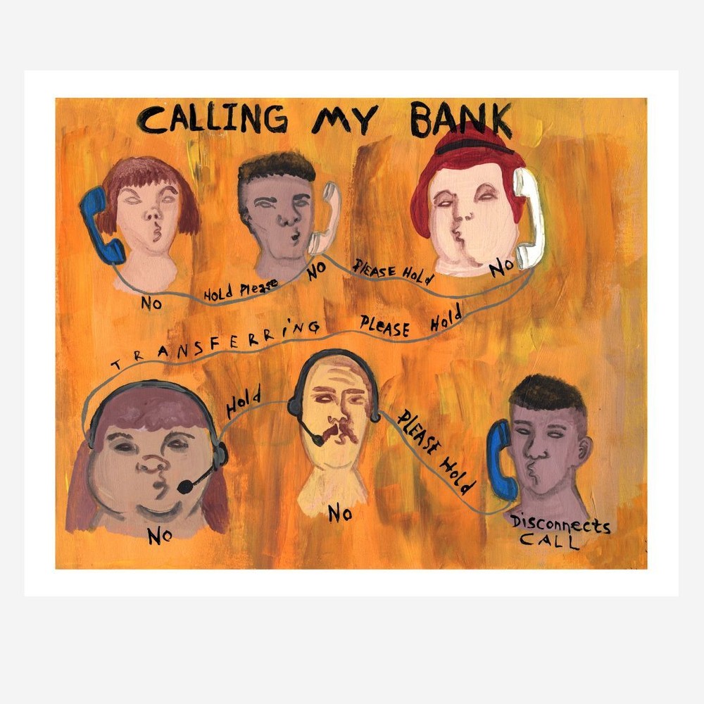 Bank Customer Service Woes -Phone Call Experience Art Print Jo Potocki-image