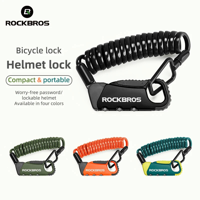 ROCKBROS 3-Digit Combination Bike Cable Lock for Helmet and Portable Security  