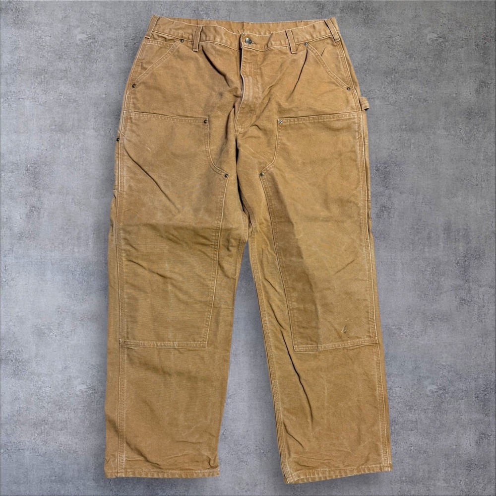 Carhartt Men's Double Knee Carpenter Work Pants 38x32 B136 BRN Durable Workwear