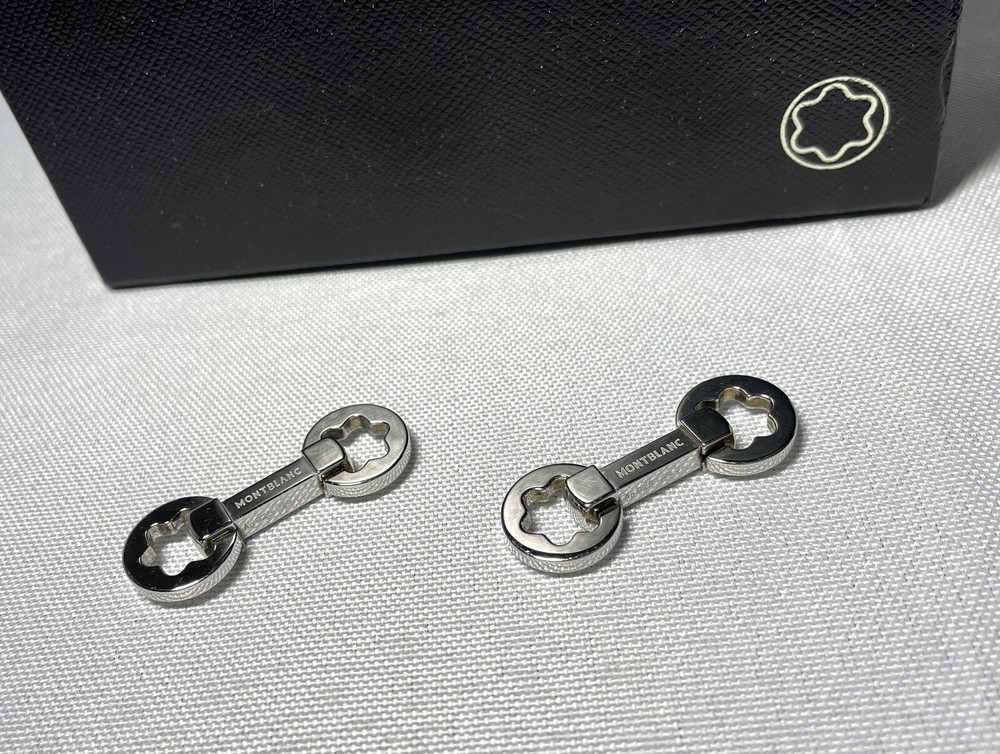 Auth [Super rare] beautiful Montblanc Star hollowout design cufflinks silver 925