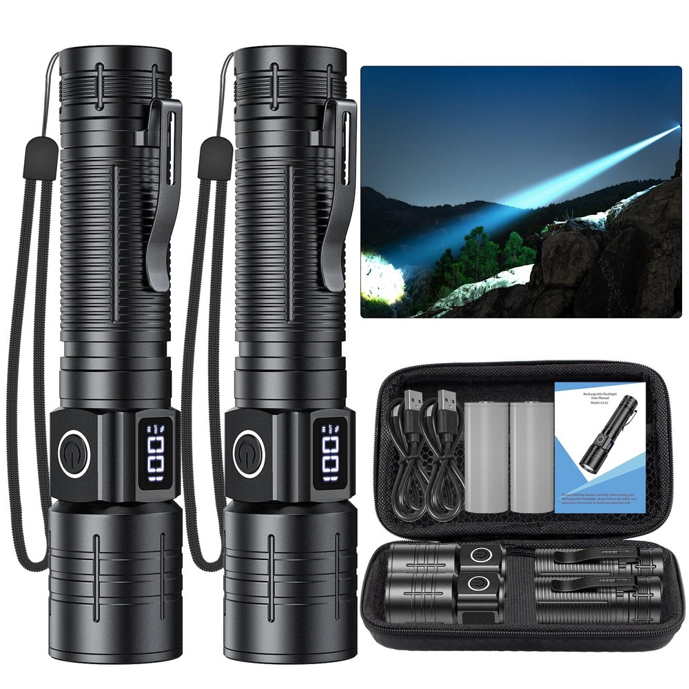 LED Flashlight, High Powered 50000 Lumens Super Bright Tactical Flashlight, R...