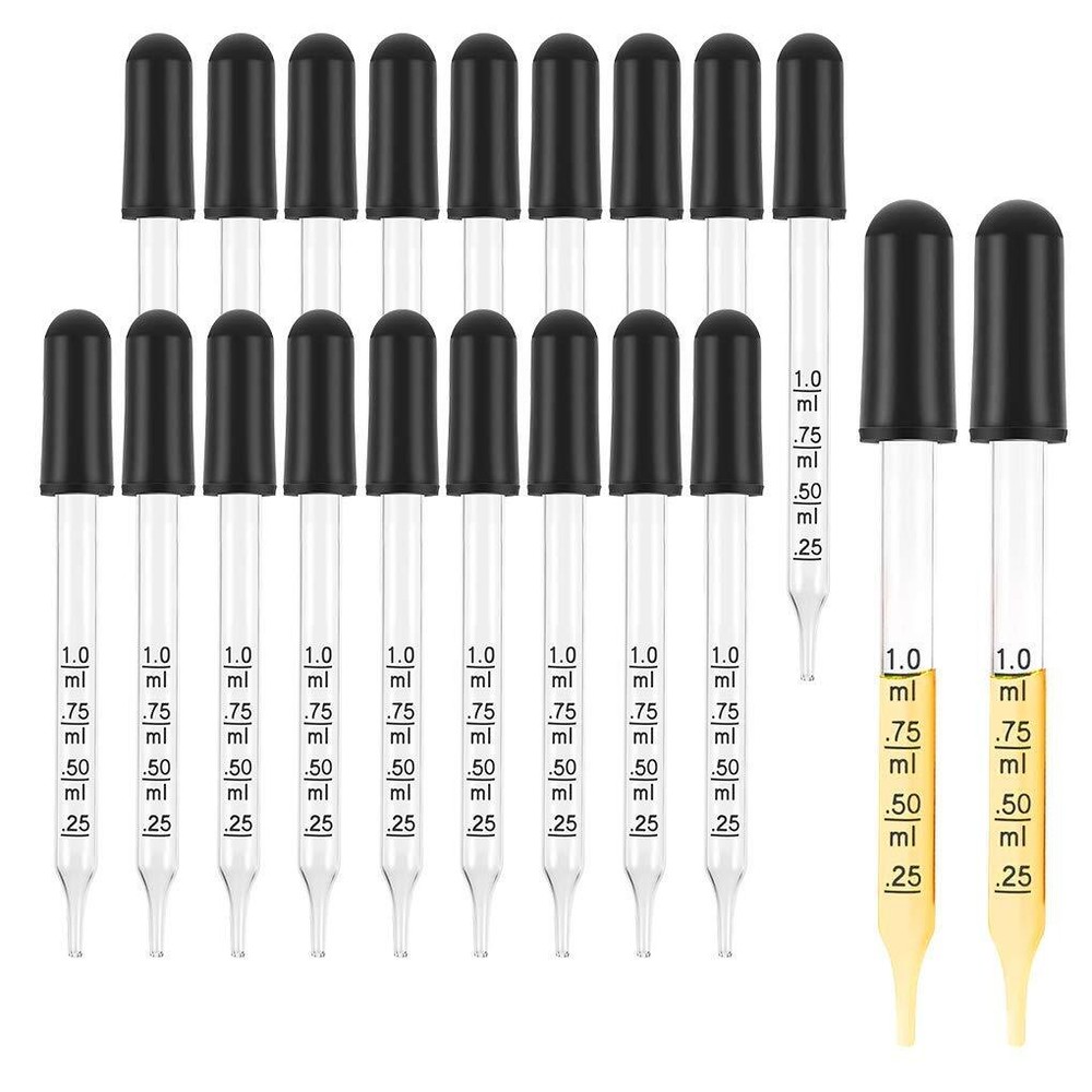 Eye Dropper for Essential Oils 20 PCS - Pipettes Dropper with Black Rubber He...