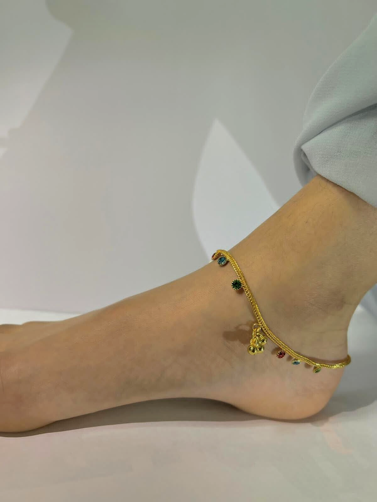 Indian Fashion Jewelry Payal  Gold Plated Women Anklet 22k Foot Chain Set-image