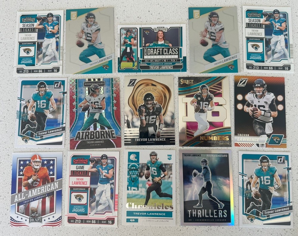 Trevor Lawrence 15 Card Football Lot Rookie Insert, Parallel, Cards Jaguars🔥
