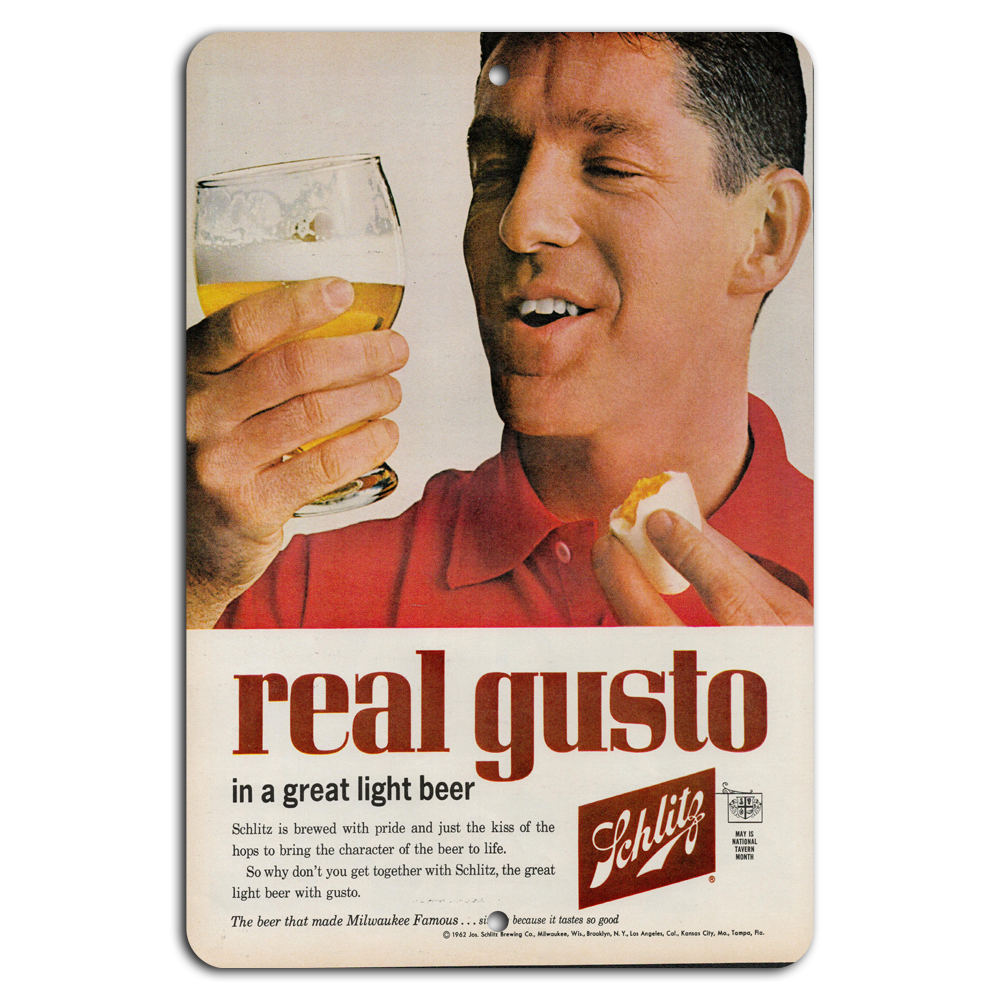 Vintage Schlitz Beer Ad: Savor with Real Gusto!