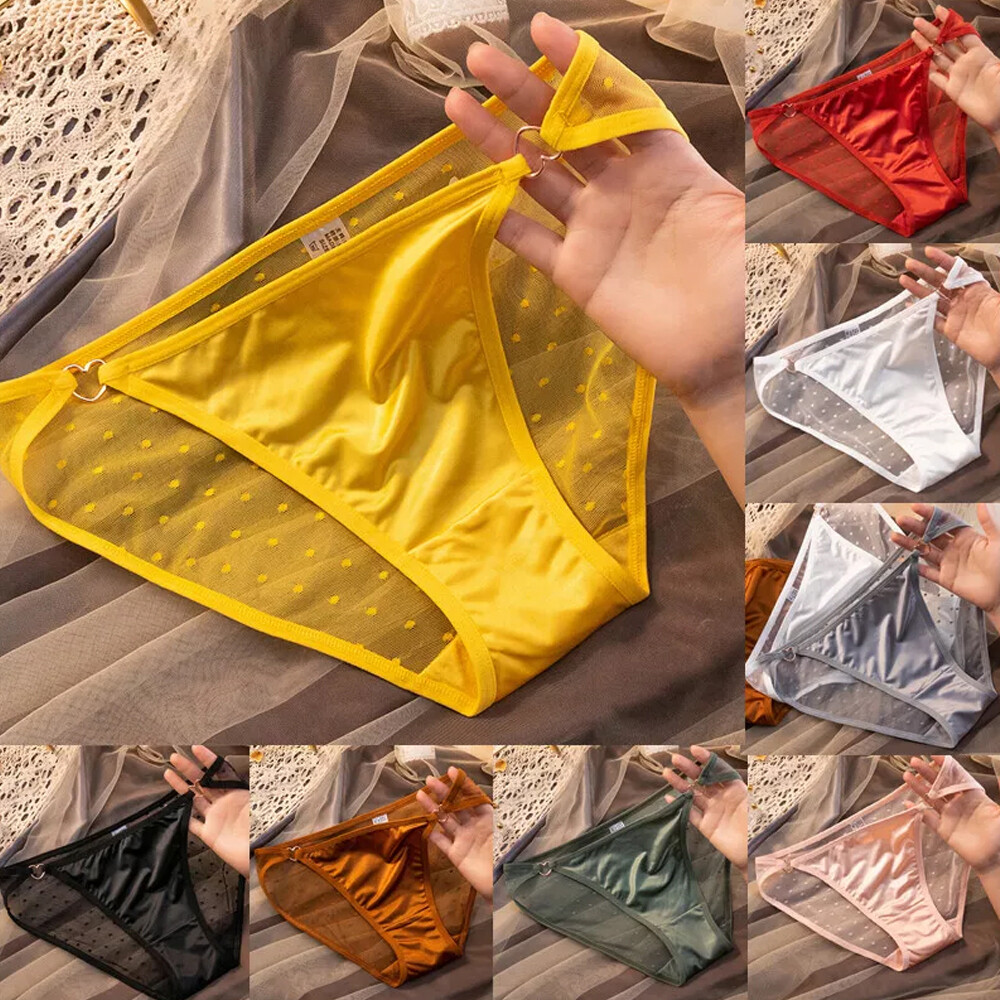Womens Satin Panties Sexy Underwear Thong String See Through Briefs Knickers Hot