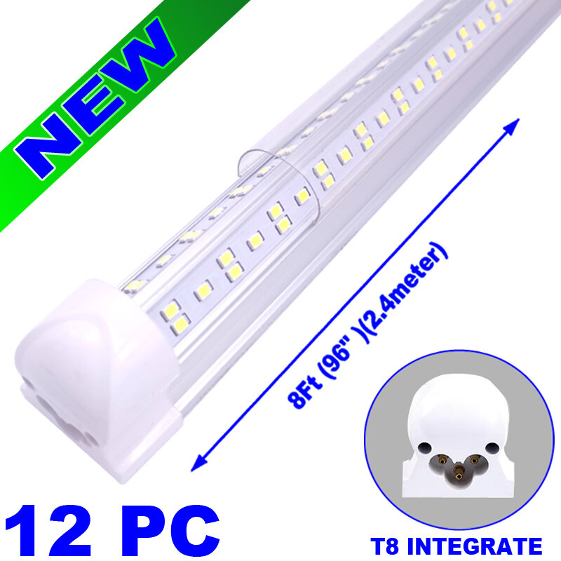 8ft LED Shop Light Fixture -144W 18000LM, 6500K  Integrated Tube Light 12 pack