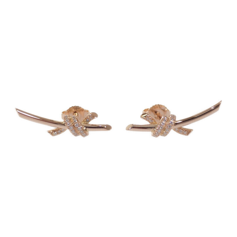 Tiffany & Co. Knot Earrings K18PG Diamond 0.09ct Rose Gold 404670