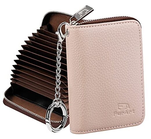 RFID-Blocking Zipper Credit Card Wallet for Men & Women in Beige-image