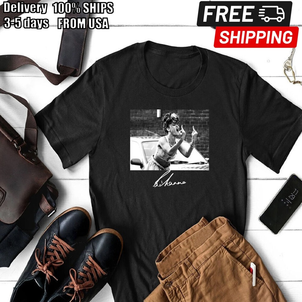 New Rare Rihanna T-shirt Hot Black Tee Classic Unisex