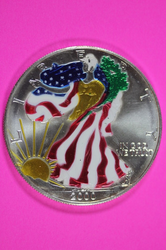 Colorized 2000 American Silver Eagle 1 Ounce .999 Fine Exact Coin Shown 149