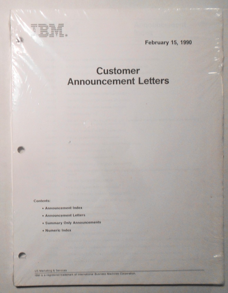 IBM Customer Announcement  Letters - February 15, 1990 - AIX, RISC System/6000-image