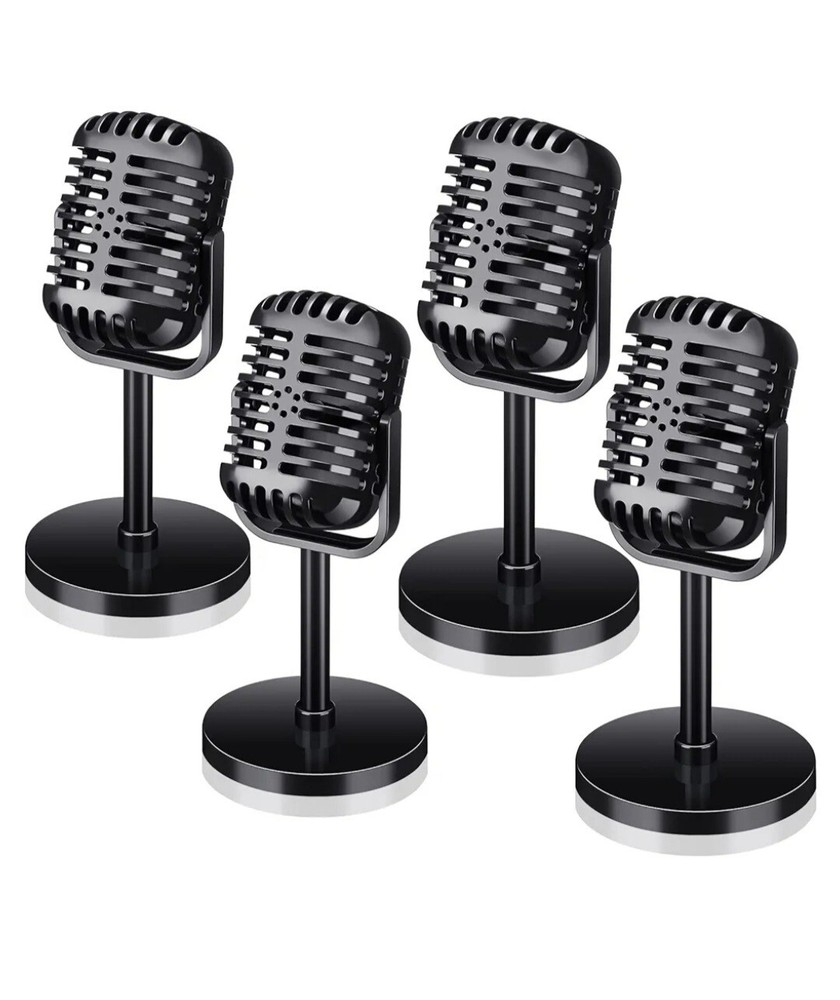 4 Pc Microphone Retro Broadcasting Vlog Prop Party Decor