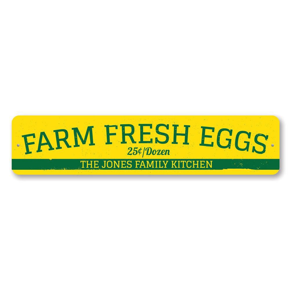 Personalized Farm Fresh Eggs Family Name Kitchen Aluminum Metal Decor Sign