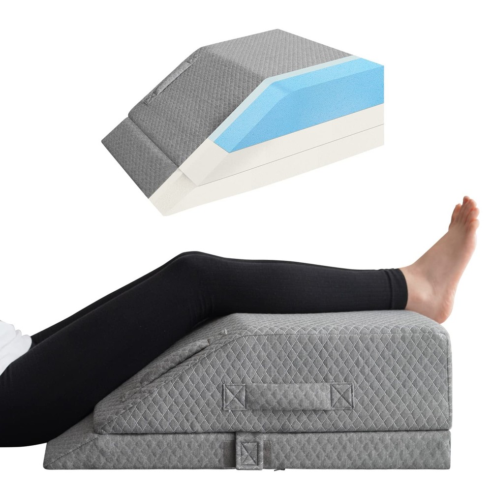 Adjustable Leg Elevation Pillow for Swelling with Cooling Gel Memory Foam Wedge Support