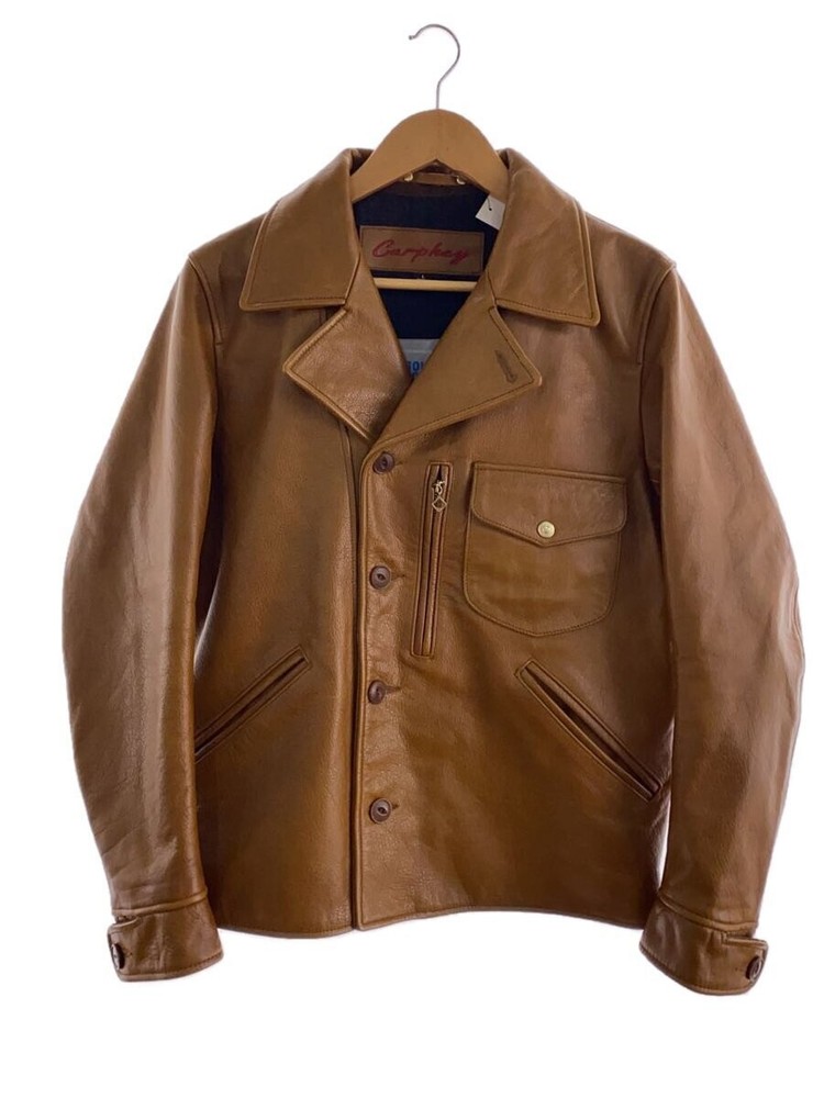 Bolini Brown Leather Blouson Jacket Size L Plain Design 1266