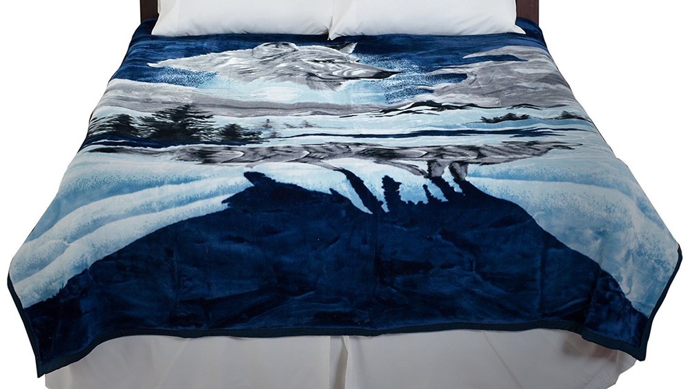 Wolf Blanket - 74x91-inch Printed Winter Wolf Blanket - Plush Thick 7.5lb Fau...